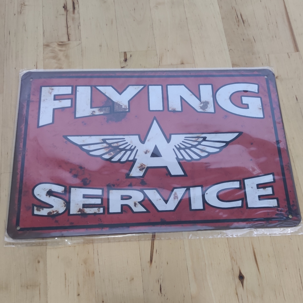 Red Flying Service Metal Sign